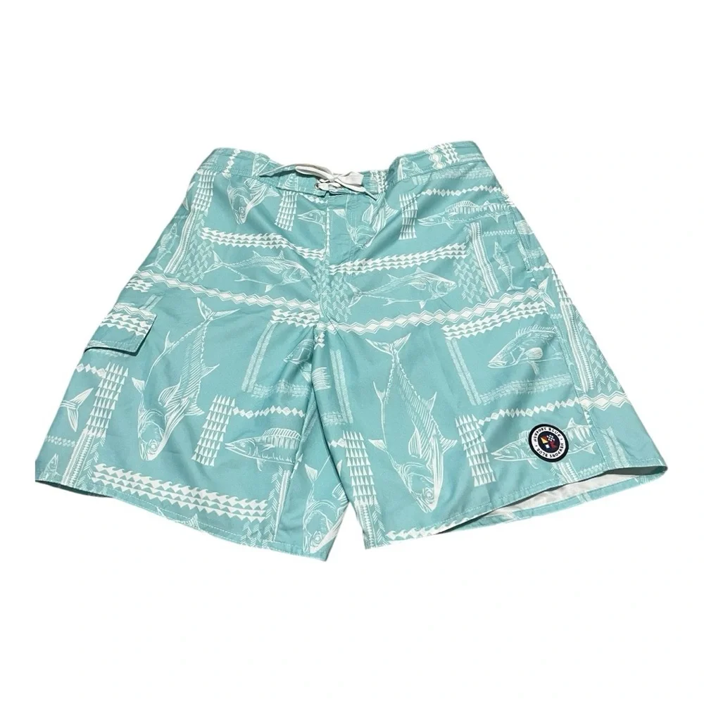 Newport Blue Men’s Seafoam Swim Shorts Elastic & Drawstring Waist - Lined